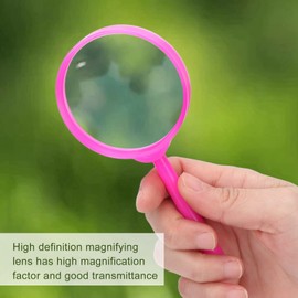 Mini Handheld Magnifier, Ergonomic Classic HD Handheld Magnifying Glass for Reading(Pink)
