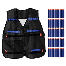 naissant Kids Elite Tactical Vest, Soft Darts 50 Piece Set, Elite Series, blue