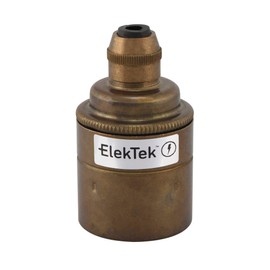 ElekTek ES E27 Edison Screw Pendant Light Fitting with Strain Relief with Smooth Sheath Ideal for Vintage Filament Lamps Antique Brass