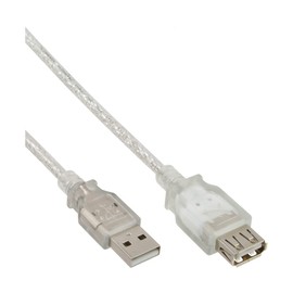Intos USB 2.0 Verlängerung USB Anschlusskabel A/S-A/B 2.0m transparent