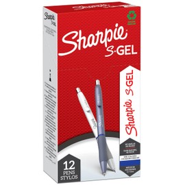 Sharpie S-Gel | Gelschreiber | mittlere Spitze (0,7 mm) | Schäfte in Eisblau und Perlweiß | blaue Tinte | 12 Stück