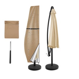 NAKIHOUSE Parasol Cover, Protective Cover, Waterproof, Weatherproof, UV-Anti, Windproof Umbrella Cover for Outdoor Cantilever Offset Umbrellas, (280 x 30/81/46 cm, Khaki)