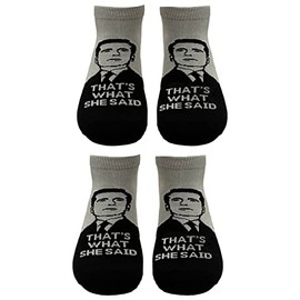 Balanced Co. That's What She Said Ankle Socks Michael Scott No-Show Socks Low-Cut Socks (Gray/Black)