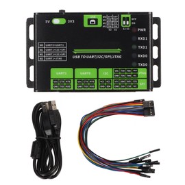 USB to UART I2C SPI JTAG Converter, 2 UART, 1 I2C, 1 SPI, 1 JTAG, 3.3V 5V, Industrial Isolation, 10 8.1 8 7 Linux, Aluminum Alloy Case, Wide Application