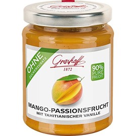 Grashoff Mango-Passionsfrucht mit Vanille (ohne Zuckerzusatz) | Glutenfrei | Lactosefrei | Vegan | 230 g