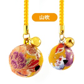 Zoon Flower Crepe Bell (Set of 2) Japanese Pattern Crepe Rooting Keychain, Large Bell Size L (Diameter 1.0 inches (25 mm) & Small Bell M Size (Diameter 0.8 inches (20 mm), Iron Polyester, No Gemstone