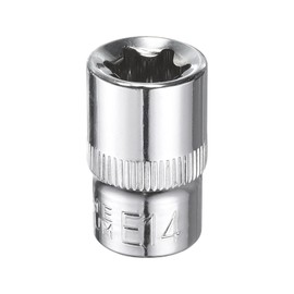 HARFINGTON E-Torx Socket 3/8" Drive E14 Star Female Socket 1.1" Length External Torx Deep Sleeve CR-V Chrome Plating 6 Point Spline Sleeve for Auto Repairs Home Maintenance