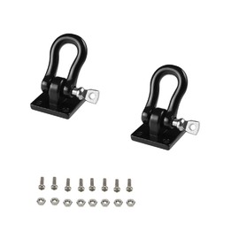 HeyMi Black Metal Climbing Trailer Tow Hook Hooks Buckle Winch Shackles for 1/10 Scale Crawler Truck D90 SCX-10 Climbing Car, RC Car Accessory