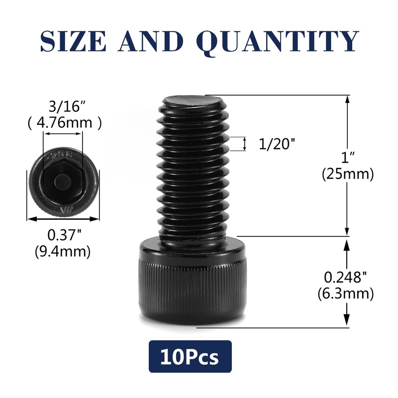 1/4-20 x 1 Inch Socket Head Cap Screws Bolts, 10Pcs