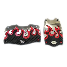 HnF shop Universal Racing Sports Non-Slip Automatic Car Gas/Brake Pedal Pads Cover (Red Fire)