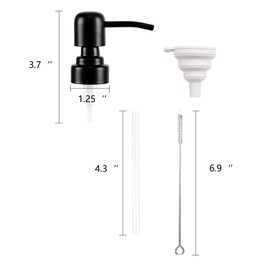 Replaceable 304 Stainless Steel Pump Head for 1-inch Rounded Regular Mouth Bottles, Manual Soap Dispenser 304 Stainless Steel Pump Head (Black-2pack)