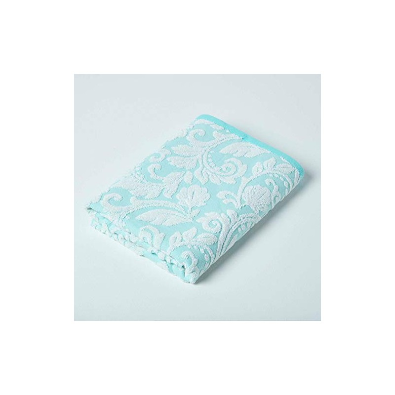 HOMESCAPES Luxury Turquoise Bath Towel 100% Turkish Cotton Patterned Large