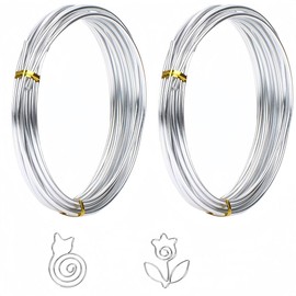 2 Rolls of Craft Wire 0.8 mm x 10 m Silver DIY Wire for Crafts Jewellery Wire Aluminium Wire Binding Wire Modelling Wire Rustproof for Jewellery Making Crafts