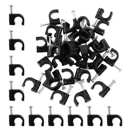 100pcs Round Cable Clips,Wire Clips for Cables,Black Cable Clips, 8mm Electrical Cable Wall Clips - Nail Clips Cable Management,Steel Nails Tacks Holder for organizing Electric Wires Cables Line Tv