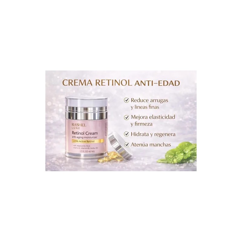 Crema Facial Rtinol Puro 2,5%, Arrugas, Hidratante, Suaviza