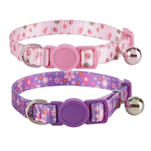 YUDOTE Cat Collars Pack of 2, Colorful Printed Basic Strong