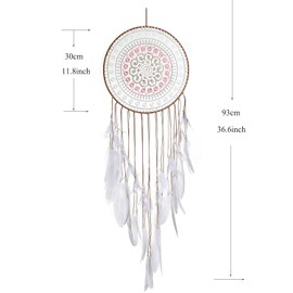 Malicosmile Big Dream Catchers for Wall with White Feather, Large 12 Inch Diameter Dream Catcher for Room Ceiling Wall Window Corridor Balcony Decor