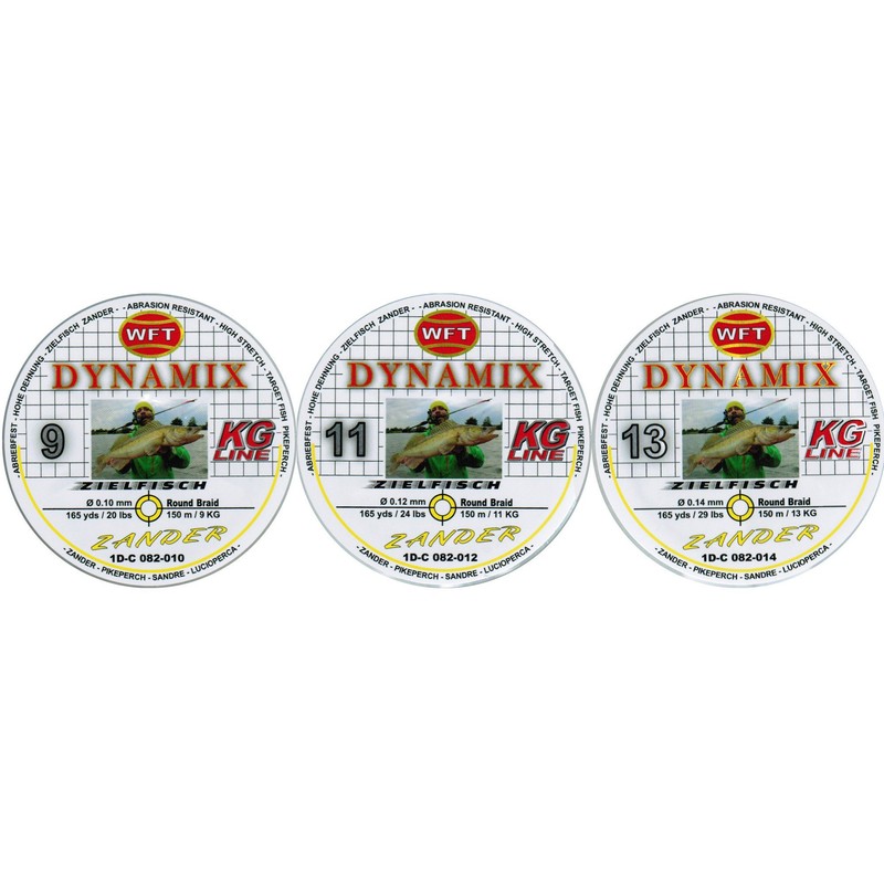 WFT Round Dynamix Zander Yellow Braided Line for Zander Fishing,