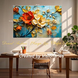 Mollywell Art Acoustic Panels, Sound Proofing, Wall Decoration, Suitable for Nature-Inspired Room Soundproofing & Vibrant Aesthetics (Floral Symphony), 48x32x0.4 Inch