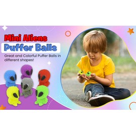 Mini Aliens Puffer Balls (Pack of 24) - 1.75" Chicken Stress Relief Fun Soft Toys - Perfect for Party Favors, Soothing ADHD, Stress, Autism and More