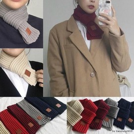 Unisex Knitted Petite Winter Scarf Gray