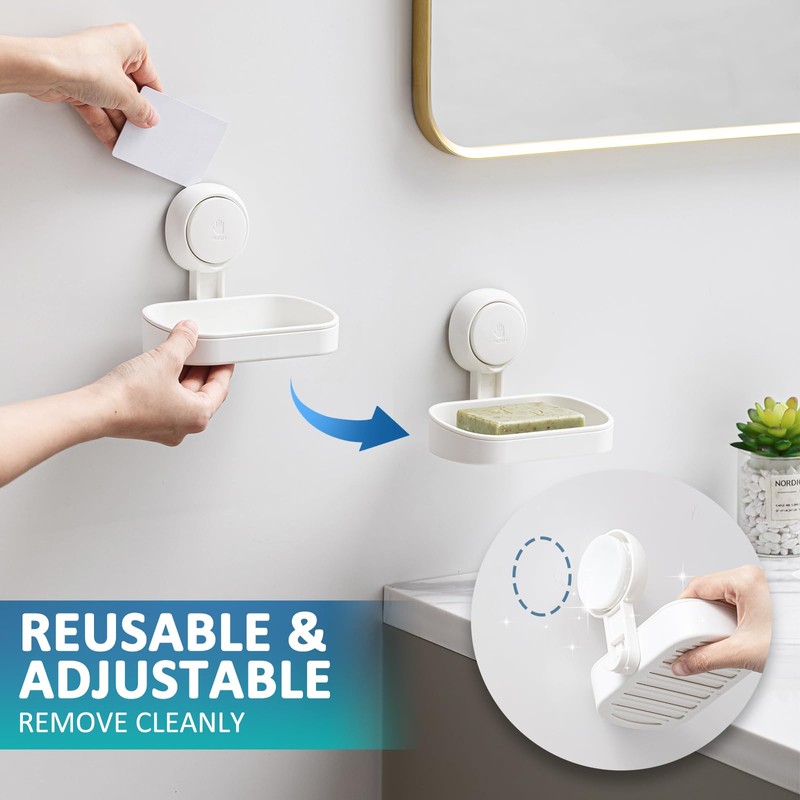 TAILI Suction Cup Soap Dishes for Bathroom Wall Mounted, Max