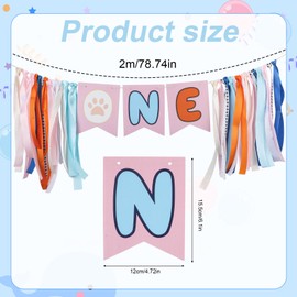 Light Blue Navy Brown Orange First Birthday High Chair Banner, Happy Birthday Banner Decor Highchair Banner 1st Birthday for Boys And Girls Perfect Birthday Parties Decoration