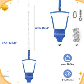 Slevoo Baby Jumper, with Ceiling Hook, Space Saving Jumper for Baby 6-12 Months, Infant Jumper for Small Spaces, Blue