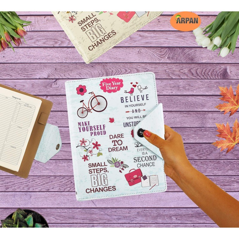 Five 5-Year Diary Organizer - Undated Daily Planner Journal Book