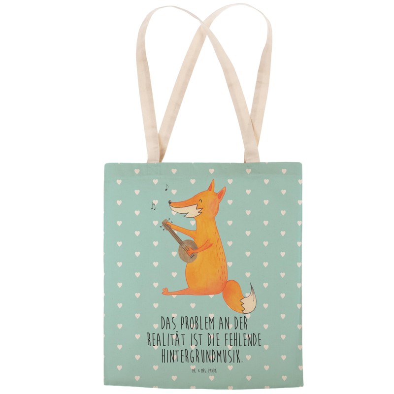 Mr. & Mrs. Panda Fox Guitar Shopping Bag, turquoise