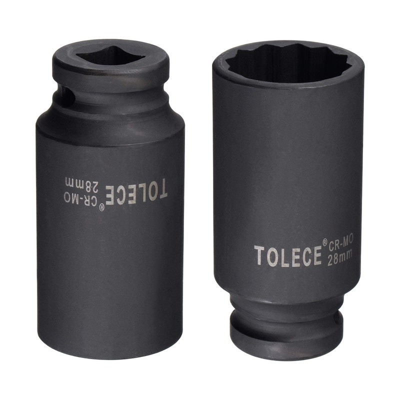 sourcing map 1/2-Inch Drive 28mm 12-Point Deep Impact Socket, CR-MO