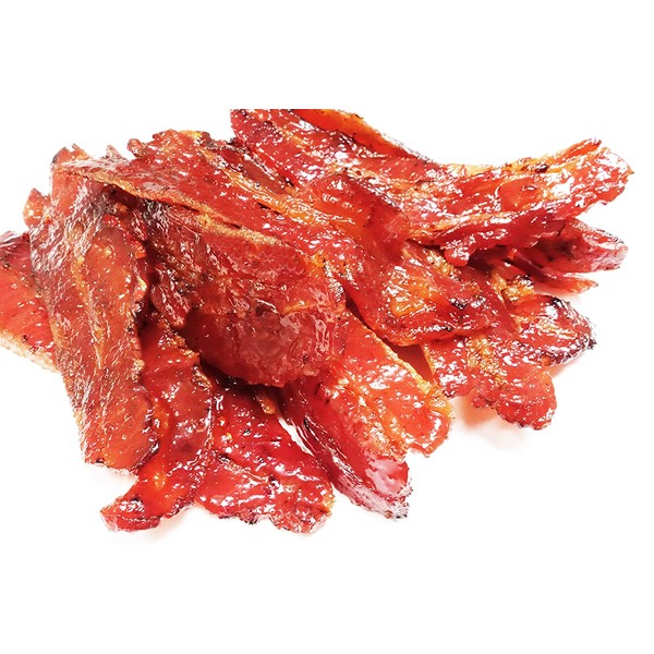 Made to Order Fire-Grilled Asian Bacon Jerky (Spicy Flavor - 8 Ounce ) aka Singapore Bak Kwa - Los Angeles Times "Handmade Gift" Winner