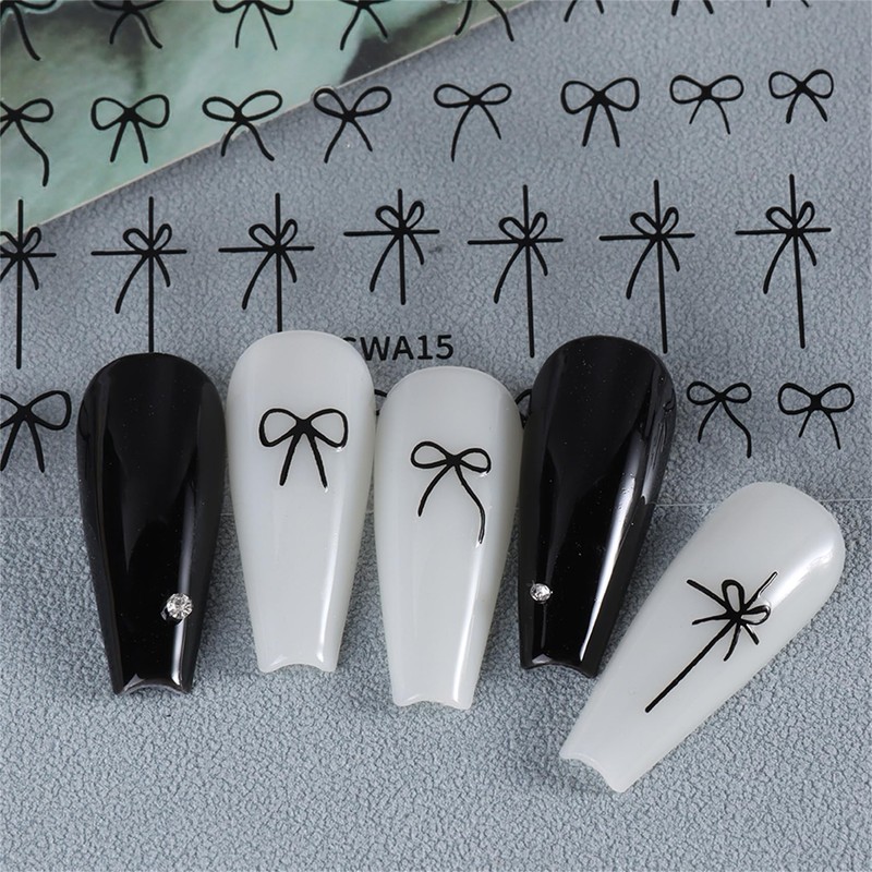 TailaiMei Bow Nail Stickers, 3D Design Self-Adhesive Nail Art Decals