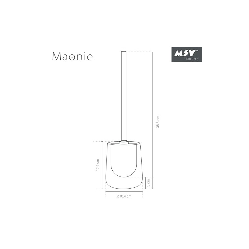 MSV Maonie Toilet Brush Ceramic Toilet Brush Set Matt Dark
