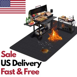 Unbranded New Outdoor BBQ Grill Floor Mat 76"x52" Absorbent Deck Patio Protection Black