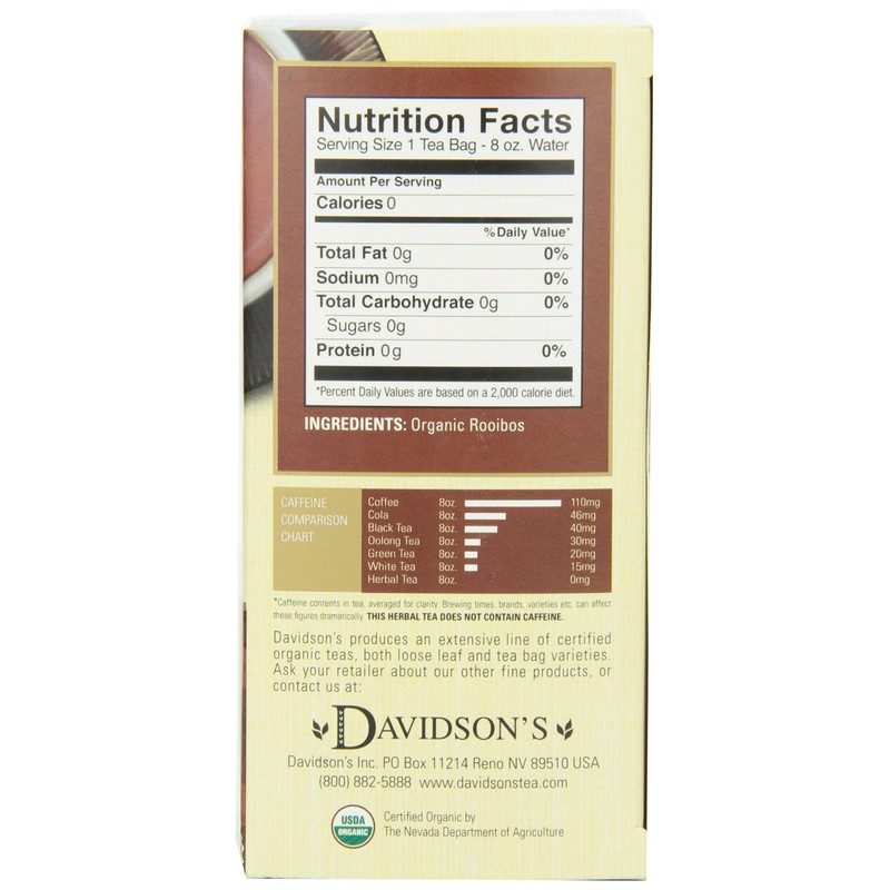 Davidson's Organics, South African Rooibos, 25-count Tea Bags, Pack of