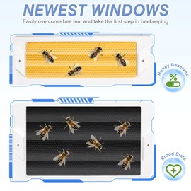 BeeTech Newest Windows 8 Frame Bee Hive Kit Hand Painted Includes Unassembled Bee Hive Box with Beehive Frames and Foundations (2 Deep & 1 Medium)
