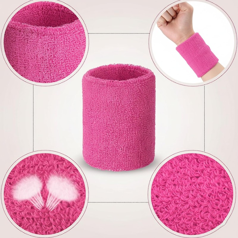 12 Pcs Neon Sweatbands Wristbands, Absorbent Sweat Wrist Band