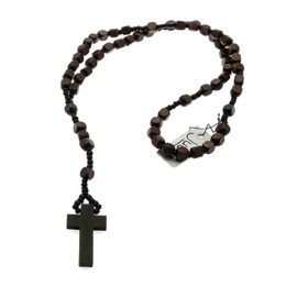Inca Wood Rosary Beads Surf Necklace - Brown