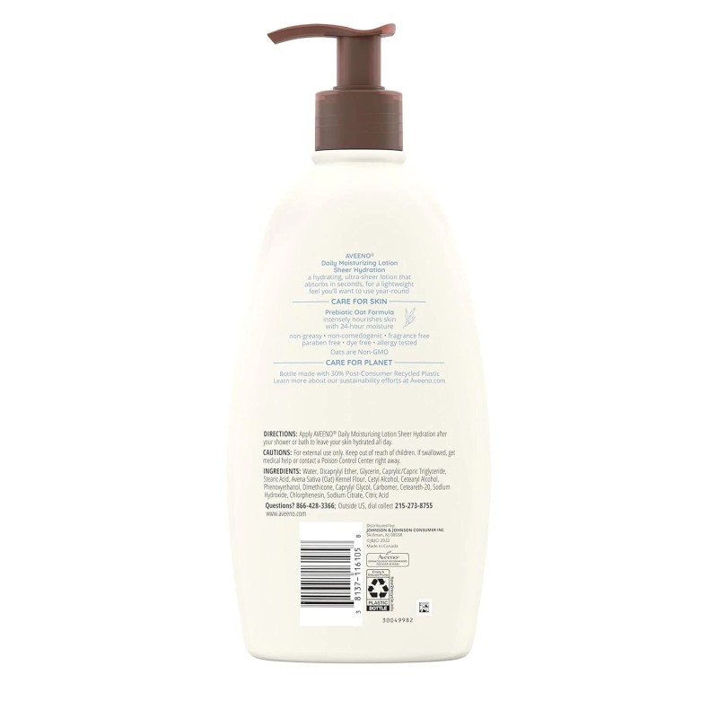 Aveeno Sheer Hydration Daily Moisturizing Fragrance-Free Lotion with Nourishing