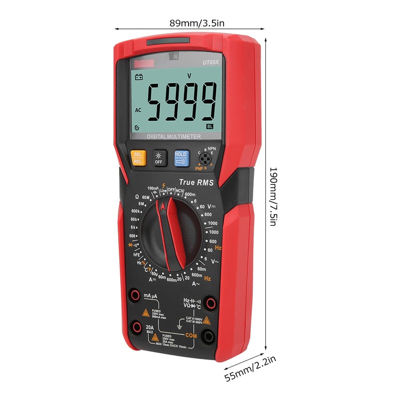 UT89X Digital Multimeter AC DC Voltage Current Resistance Capacitance NCV