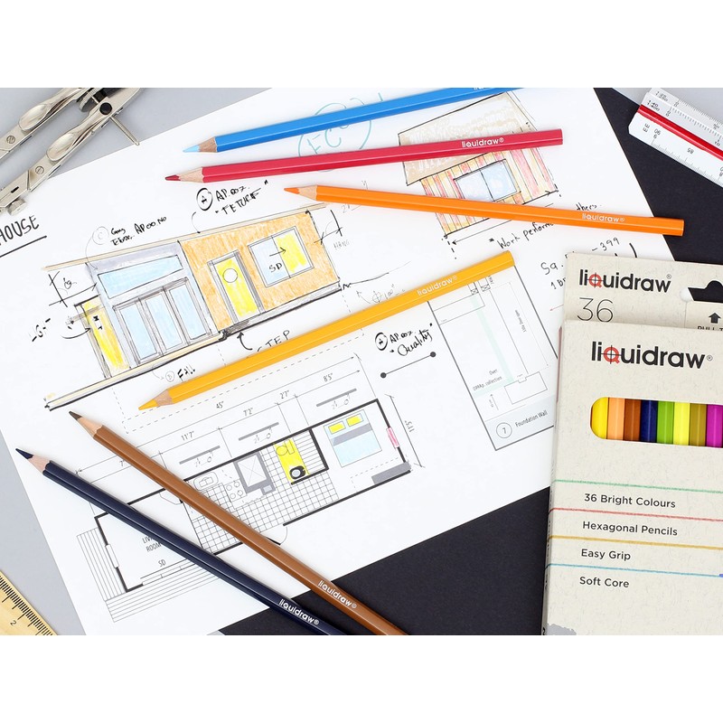 Liquidraw 36 Adult Colouring Pencils, Premium Art Coloured Drawing Pencils