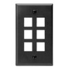 Leviton QuickPort Wallplate, Single Gang, 6-Port, 41080-6EP, Black