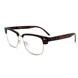 Pink Ribbon Shades Semi Rimless Metal Clear Bifocal Reading Glasses - Tortoise 2.00