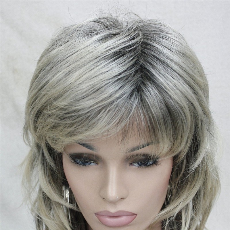 Lydell Wig Long Layered Blonde Grey Ombre Shag Classic Cap