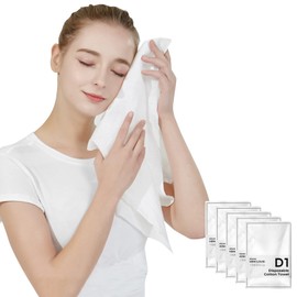 (RONGUI) 100% Cotton Individual Packaging, Face Towels, Disposable Set, Travel, Facial Cleansing, Disposable Towels, 11.8 x 27.6 inches (30 x 70 cm), 5, White / 5 Piece Set