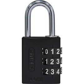 ABUS 80797 Aluminium Combination Lock 144/30 Black with Large Numbers