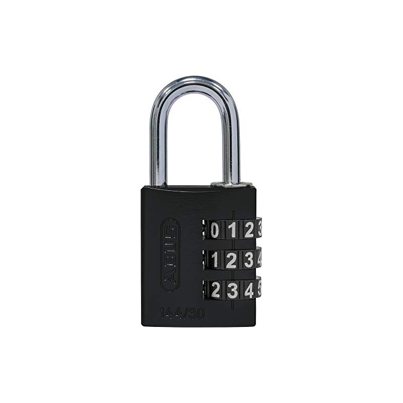 ABUS 80797 Aluminium Combination Lock 144/30 Black with Large Numbers