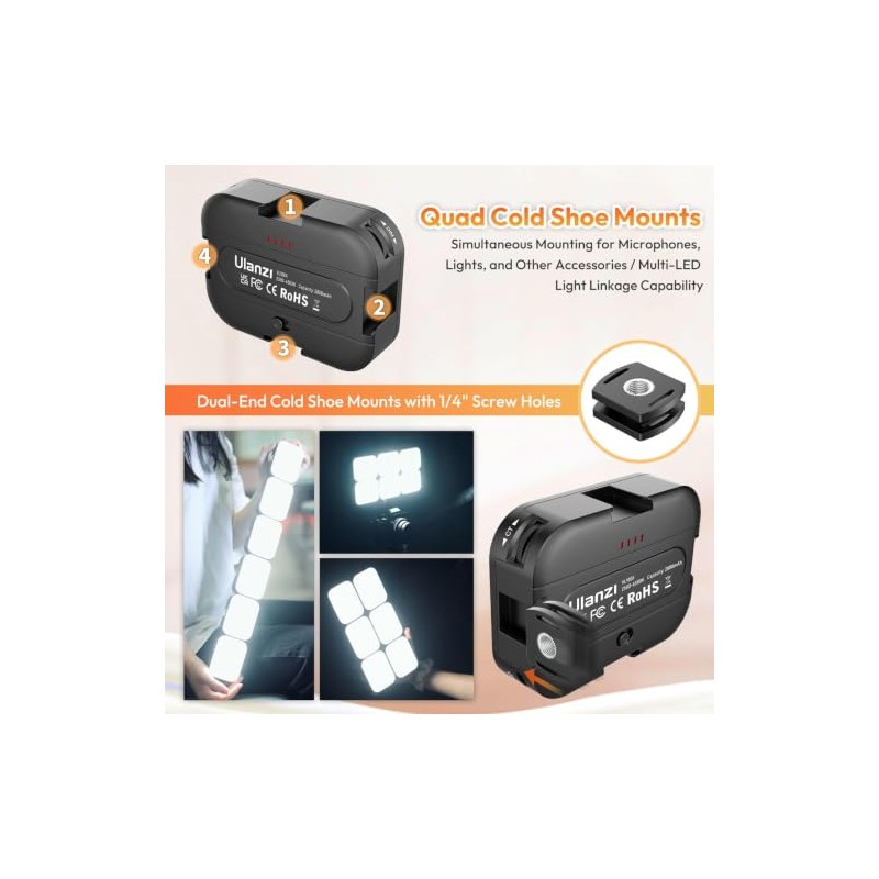 Ulanzi VL100X Luz de Selfie,Panel de Luz LED con Clip