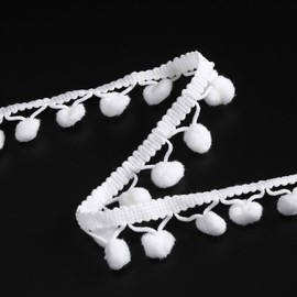 Pom Pom Ball Fringe Trim - Ribbon Sewing DIY Crafts for Party Home Decoration 1/2" Erikord(White, 10 Yards)